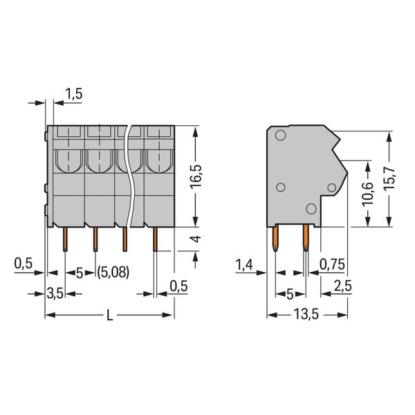 PCB terminal block 2.5 mm² Pin spacing 5/5.08 mm gray image 2