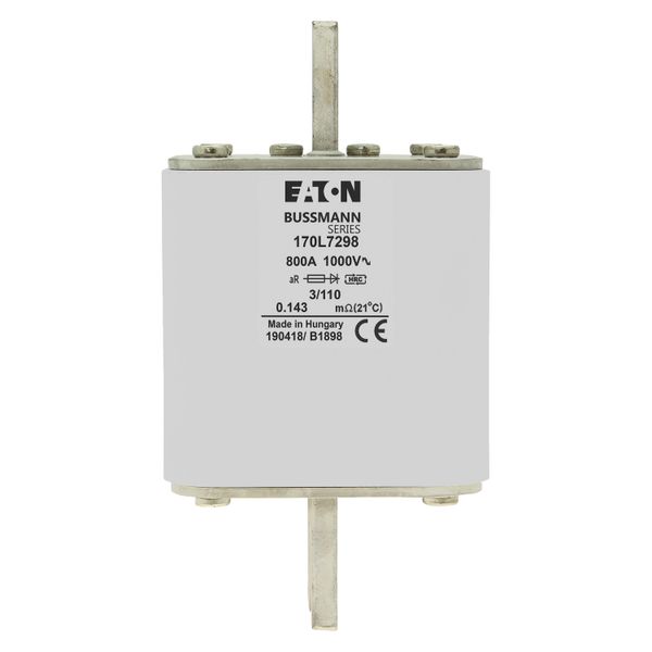 Fuse-link, high speed, 800 A, AC 1000 V, Size 3, 76 x 90 x 141 mm, aR, DIN, IEC, visual indicator image 16