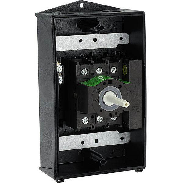 Main switch, P1, 32 A, surface mounting, 3 pole, 1 N/O, 1 N/C, STOP function, With black rotary handle and locking ring, Lockable in the 0 (Off) posit image 56