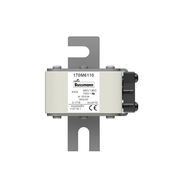 Fuse-link, high speed, 630 A, AC 690 V, size 3, 74 x 92 x 111 mm, aR, IEC, single indicator image 12