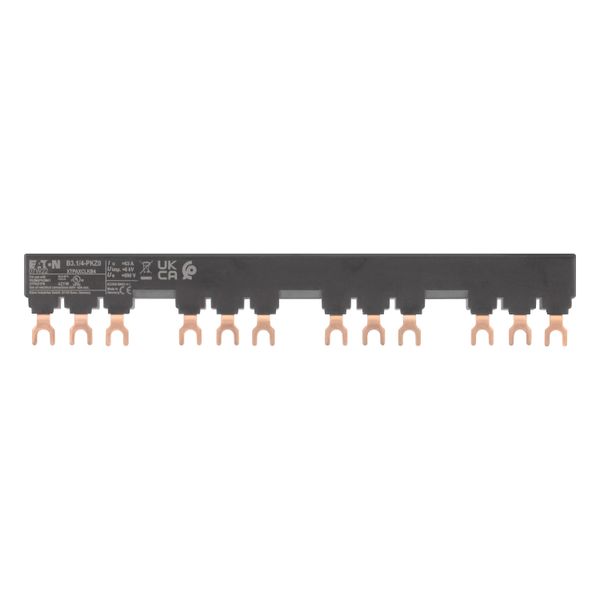 Three-phase busbar link, Circuit-breaker: 4, 207 mm, For PKZM0-... or PKE12, PKE32 without side mounted auxiliary contacts or voltage releases image 2