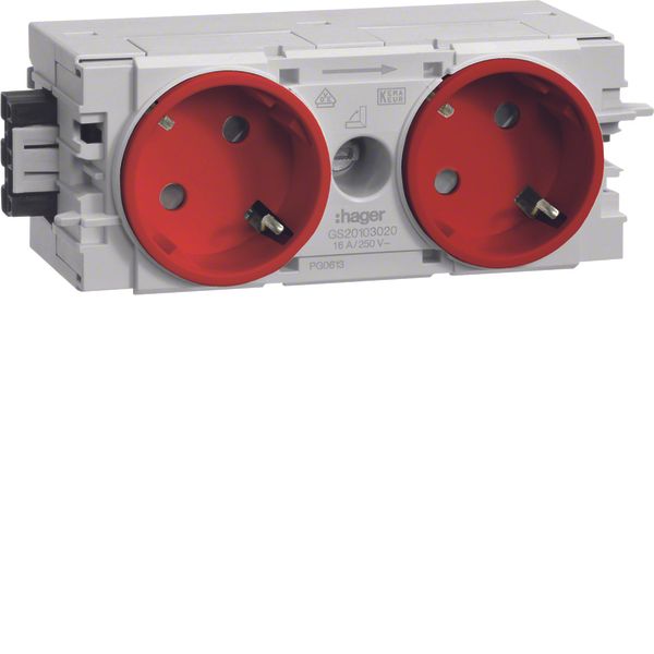 Socket-outlet 2-g.45° Wago C-Profile red image 1