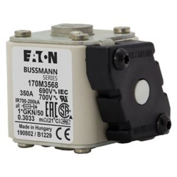 Fuse-link, high speed, 350 A, AC 690 V, compact size 1, 45 x 59 x 51 mm, aR, IEC, UL, single indicator image 11