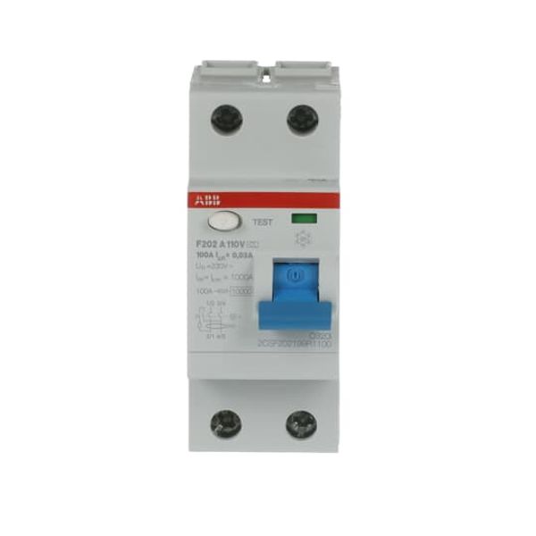 F202 A-100/0.03 110V Residual Current Circuit Breaker 2P A type 30 mA image 3
