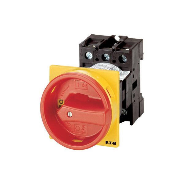 Main switch, P1, 25 A, rear mounting, 3 pole + N, Emergency switching off function, With red rotary handle and yellow locking ring, Lockable in the 0 image 3