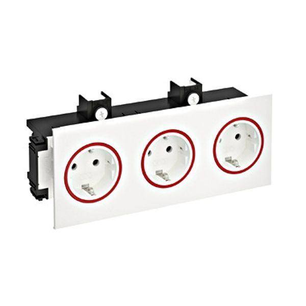 Triple IT socket outlet f. Data trunking Signa Base,RAL 9010 image 1