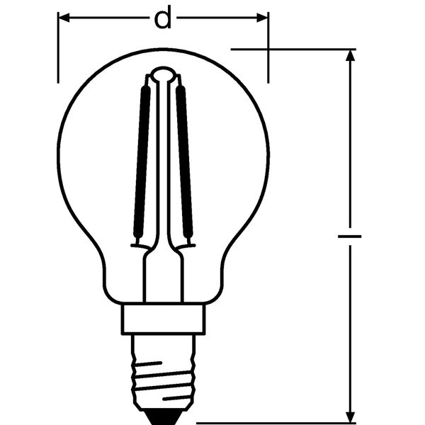 LED Lamp OSRAM PARATHOM®  Classic P 25 Filament P 2.5W 827 Clear E14 image 3