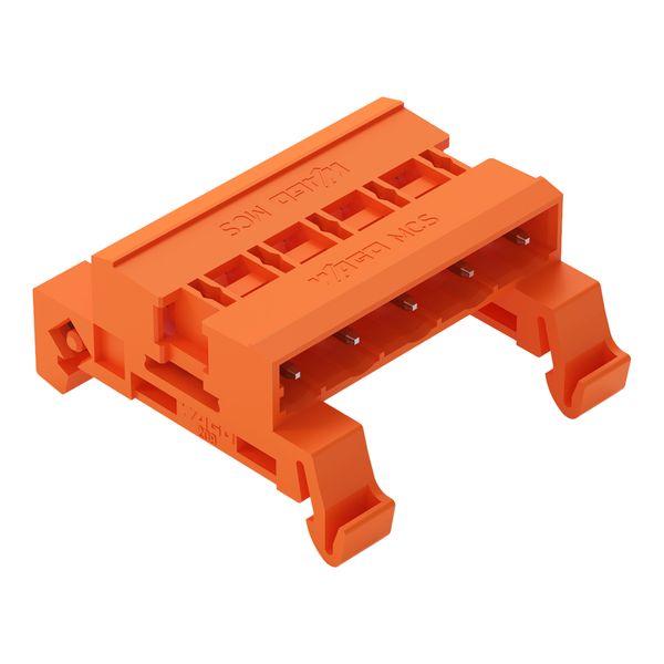 Double pin header DIN-35 rail mounting 5-pole orange image 1