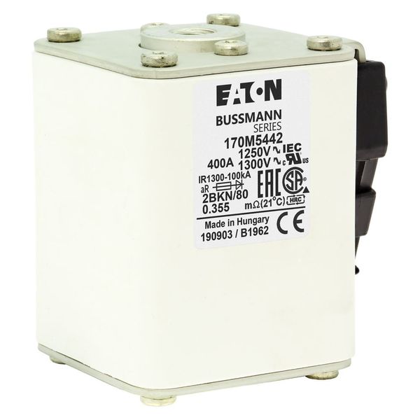 Fuse-link, high speed, 400 A, AC 1250 V, size 2, 61 x 77 x 81 mm, aR, IEC, UL, single indicator image 8