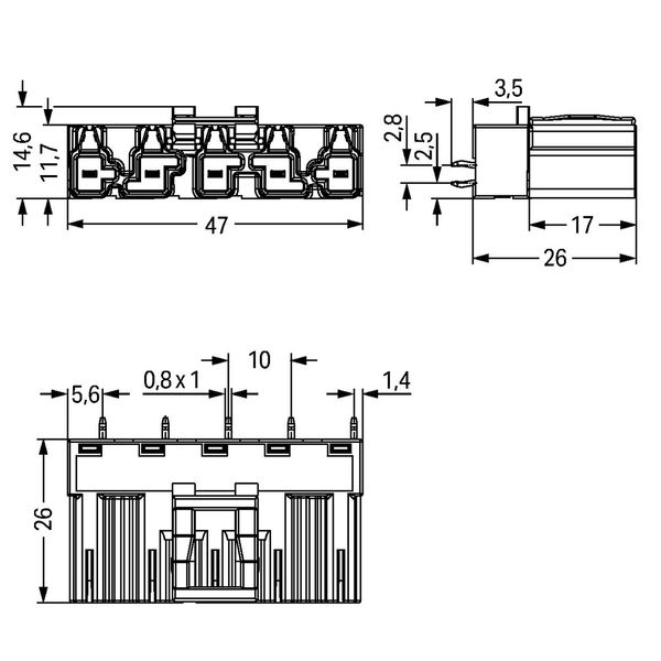 Plug for PCBs straight 5-pole white image 4