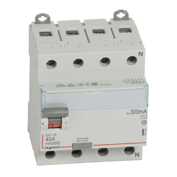 RCD DX³-ID - 4P - 400 V~ neutral right hand side - 40 A - 300 mA - AC type image 1