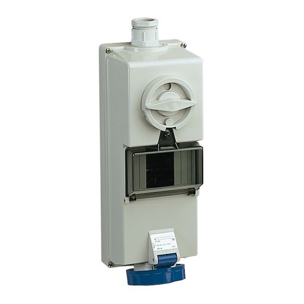 Isoblock interlocked socket - 16 A - 2P + E - 200...250 V AC - IP65 - wall image 1