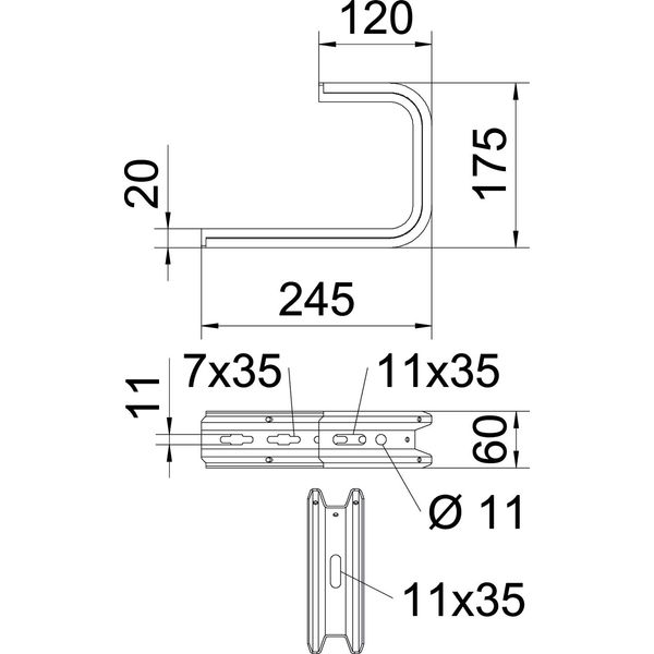 TPD 245 FT Wall and ceiling bracket TP profile B245mm image 2