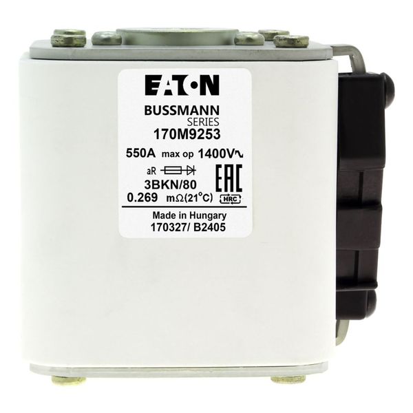 Fuse-link, high speed, 550 A, AC 1400 V, size 3, aR, IEC, with indicator image 18