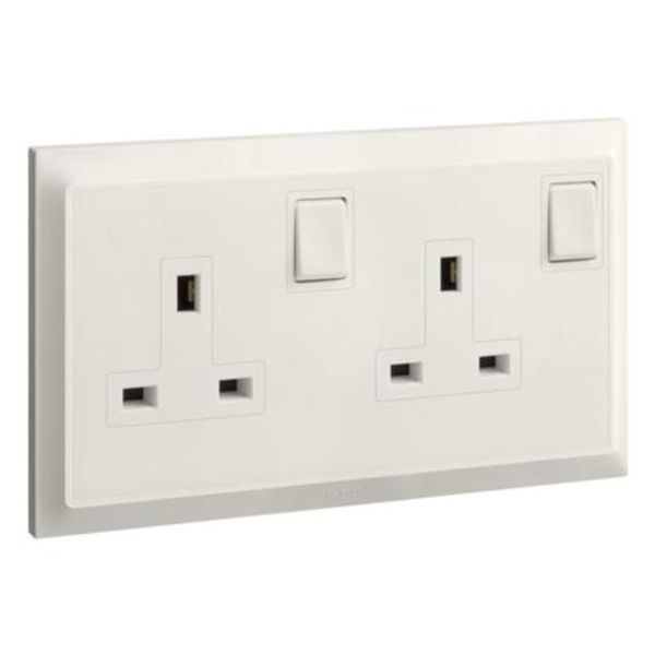 Belanko S - 2 gang BS double pole switched socket sameboard - 13A - Ivory image 1