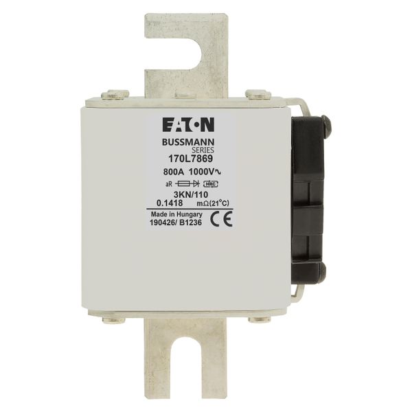 Fuse-link, high speed, 800 A, AC 1000 V, Size 3, 74 x 92 x 141 mm, aR, IEC, single indicator image 13