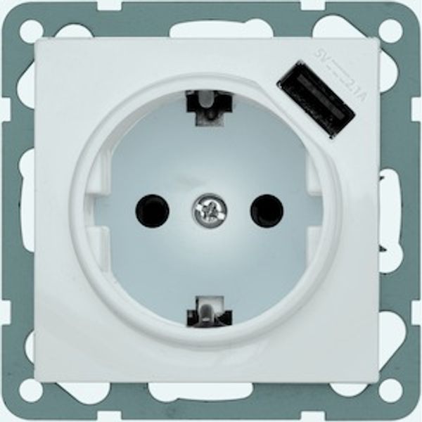 Universele USB-wandcontactdoosSCHUKO® met insteekcontacten, 2,1 A wit image 1
