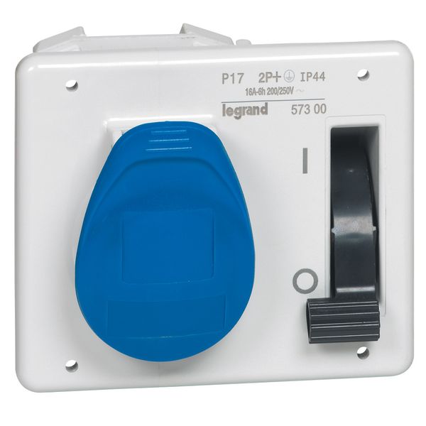 Interlocked switched socket with small flange P17 - IP44 - 200/250V~ - 16A -2P+E image 2