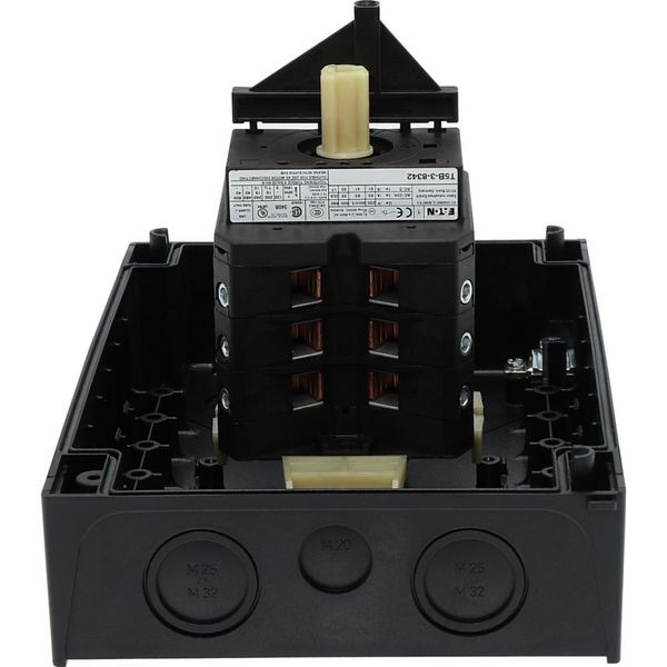 Main switch, T5B, 63 A, surface mounting, 3 contact unit(s), 6 pole, Emergency switching off function, With red rotary handle and yellow locking ring, image 38