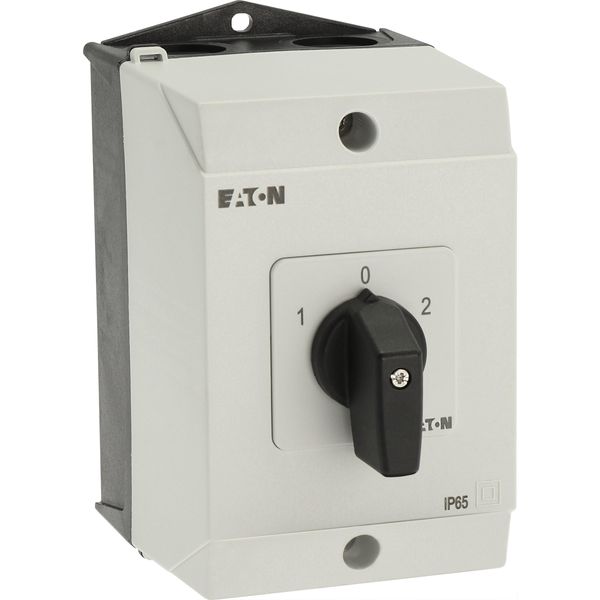 Reversing switches, T3, 32 A, surface mounting, 3 contact unit(s), Contacts: 5, 60 °, maintained, With 0 (Off) position, 1-0-2, Design number 8401 image 22