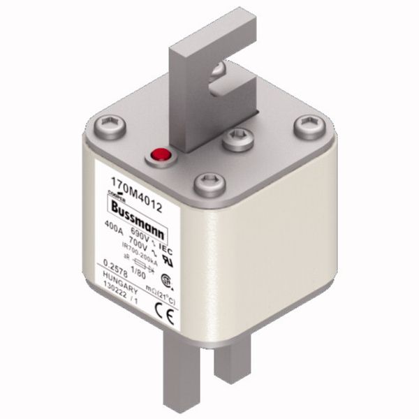 Fuse-link, high speed, 400 A, AC 690 V, DIN 1, 53 x 53 x 108 mm, aR, DIN, IEC, single indicator image 2