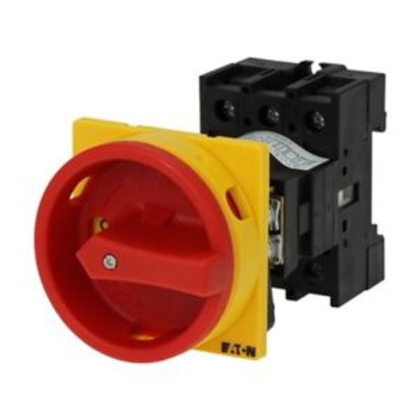 Main switch, P1, 40 A, rear mounting, 3 pole, Emergency switching off function, With red rotary handle and yellow locking ring, Lockable in the 0 (Off image 4
