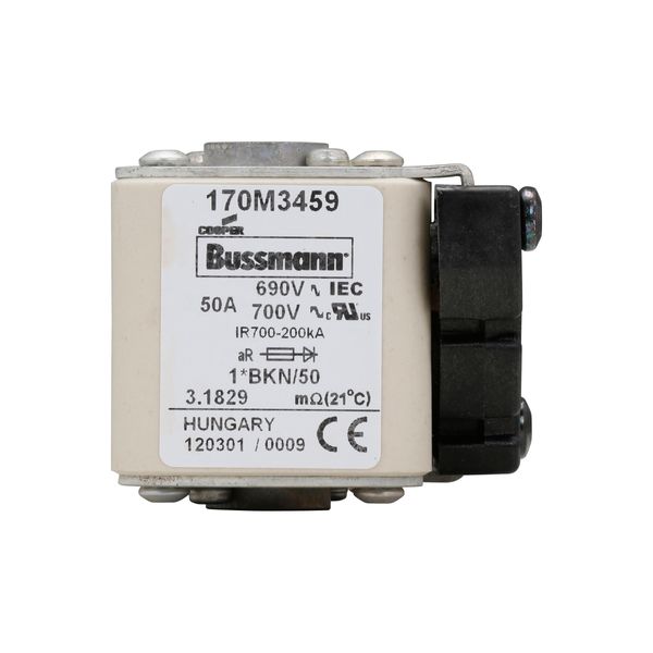 Fuse-link, high speed, 50 A, AC 690 V, compact size 1, 45 x 59 x 51 mm, aR, IEC, UL, single indicator image 14