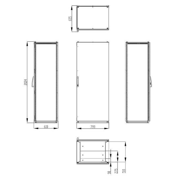 Modular enclosure 1 door IP55 H=2000 W=800 D=600 mm image 3