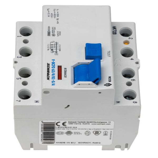 Residual current circuit breaker 63A, 4-p,100mA,type S, A, V image 2