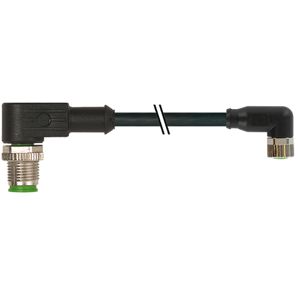 M12 male 90° / M8 female 90° A-cod. PUR 3x0.25 bk UL/CSA+drag ch. 6m image 1