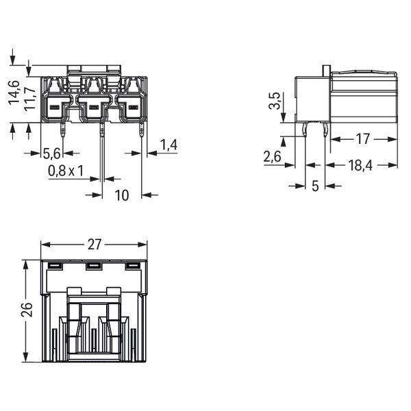 Plug for PCBs angled 3-pole black image 6