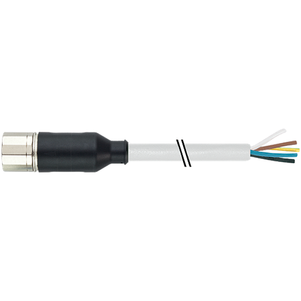 M23 female 0° with cable PUR 4x0.34+3x0.75 gy drag ch. 5m image 1