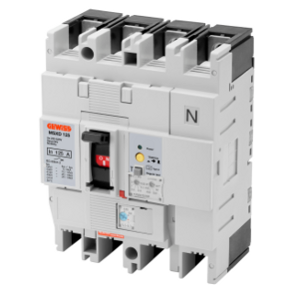 MSXD 125 - MCCB'S WITH RC PROT. - ADJUSTABLE THERMAL AND FIXED MAGNETIC RELEASE - ADJUSTABLE RESIDUAL CURRENT PROT. RELEASE - 25KA 3P+N 125A 525V image 1