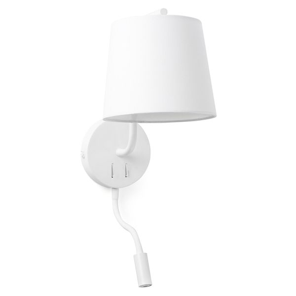 BERNI WHITE WALL LAMP WITH LED READER 1 X E27 20W image 1