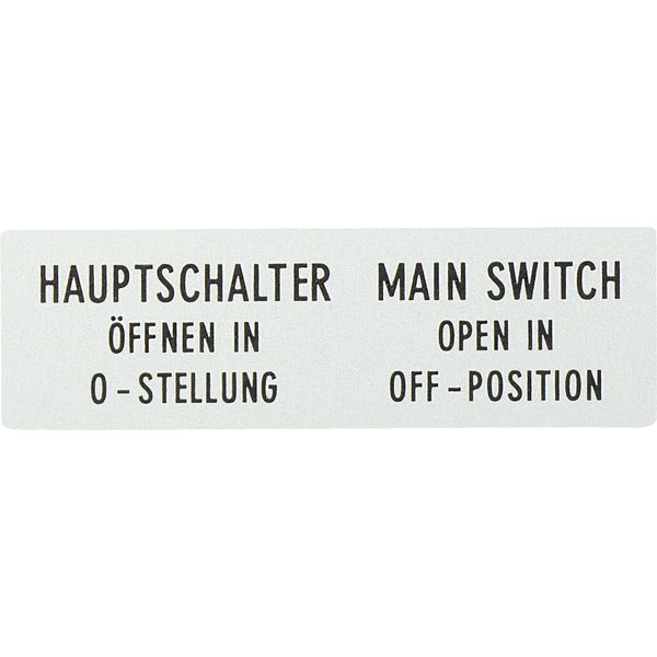 Clamp with label, For use with T0, T3, P1, 48 x 17 mm, Inscribed with standard text zOnly open main switch when in 0 positionz, Language German/Englis image 28