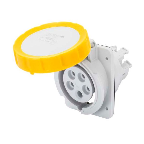 10° ANGLED FLUSH-MOUNTING SOCKET-OUTLET HP - IP66/IP67 - 3P+E 16A 100-130V 50/60HZ - YELLOW - 4H - FAST WIRING image 2