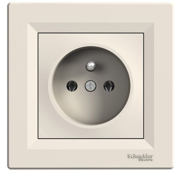Asfora - single socket outlet with pin earth - 16A cream image 2