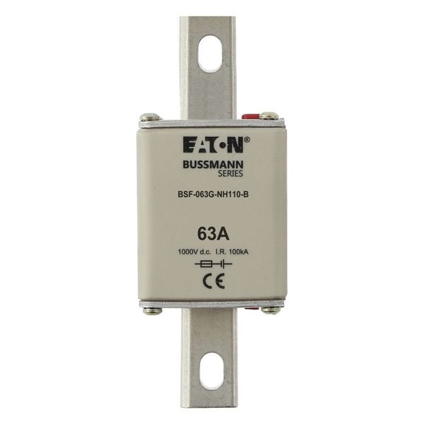 Fuse-link, high speed, 63 A, DC 1000 V, NH1, 40 x 53 x 135 mm, gBat, IEC, bolted connection image 10