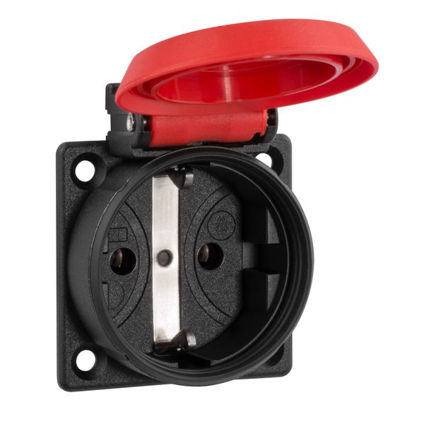 Built-in socket outlet SCHUKOplus, red, IP54, with screw fastening image 1