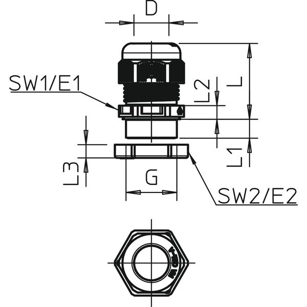 V-TEC VM40+ LGR Cable gland with locknut M40 image 2