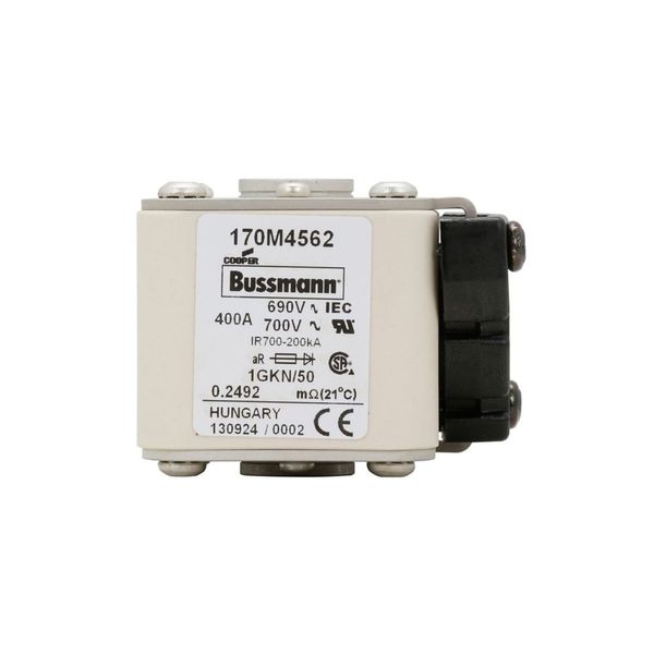 Fuse-link, high speed, 400 A, AC 690 V, size 1, 53 x 69 x 51 mm, aR, IEC, UL, single indicator image 8