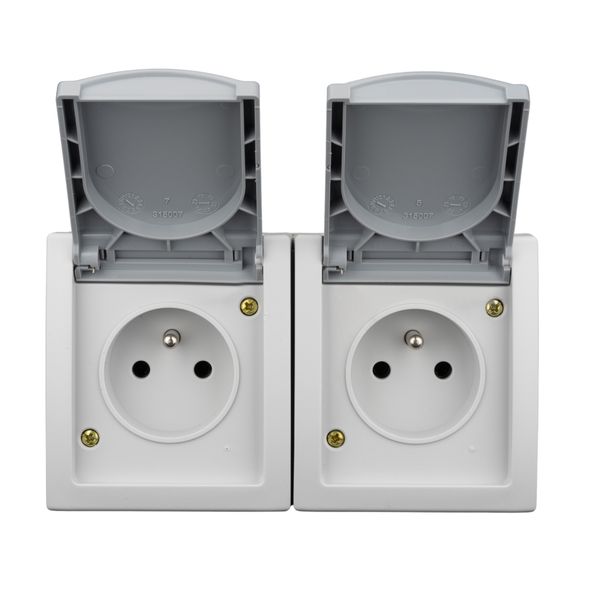 Horizontal combination two-gang pin socket outlet,VISIO IP54 image 3