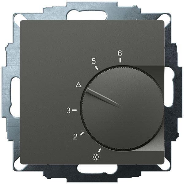 UP room controller, anthracite 55x55, 5-30C, AC 230V, output contactless via triac, switchable 5 actuators each 3W image 1