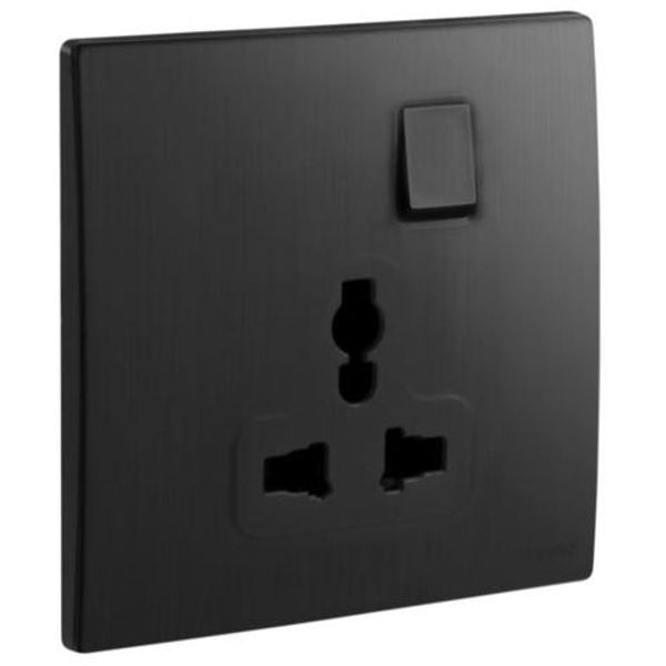 Mallia Senses - 1 gang Multistandard switched socket outlet - Brushed Black image 1