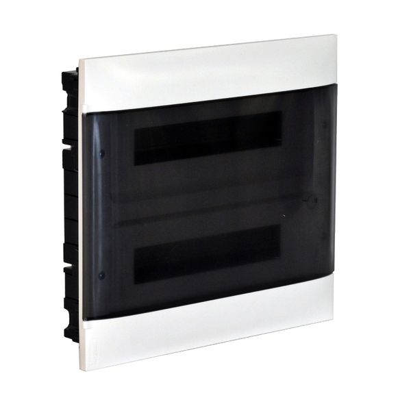 LEGRAND 2X12M FLUSH CABINET SMOKED DOOR E+N TERMINAL BLOCK FOR DRY WALL image 1
