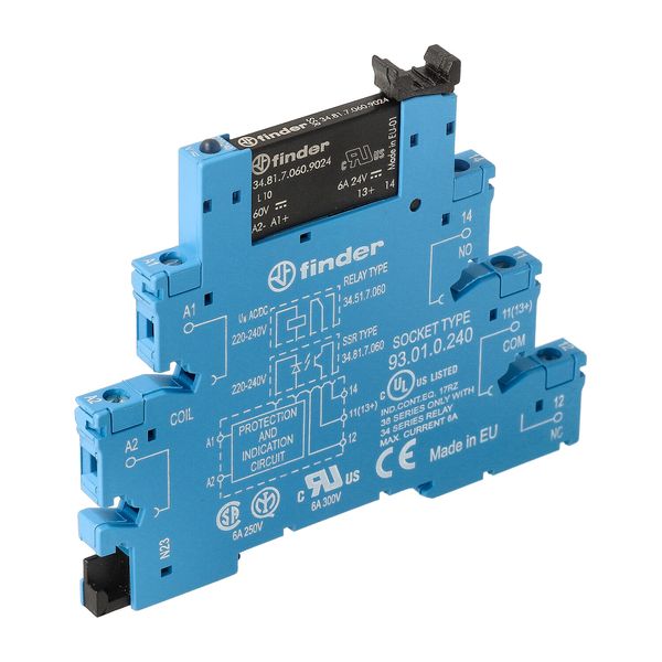 Rel. interface SSR screw 6,2mm.In.240VAC 1NO Out.6A/24VDC (38.81.0.240.9024) image 7