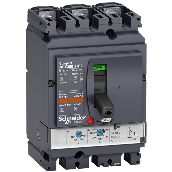 circuit breaker ComPact NSX250HB2, 100 kA at 690 VAC, TMD trip unit 250 A, 3 poles 3d image 4