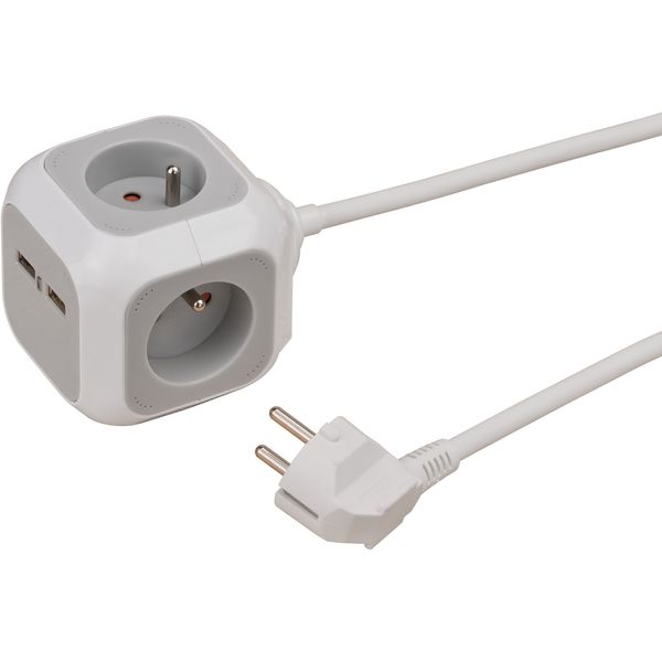 ALEA-Power USB-Charger Socket block 4-way, 1.4m H05VV-F 3G1.5 *FR/BE* image 1