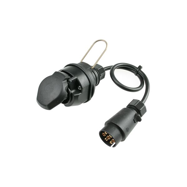 'Caravan adapter cable, 0,6m cable 7x1 socket 13 poles, plug 7 poles' in polybag with label image 1