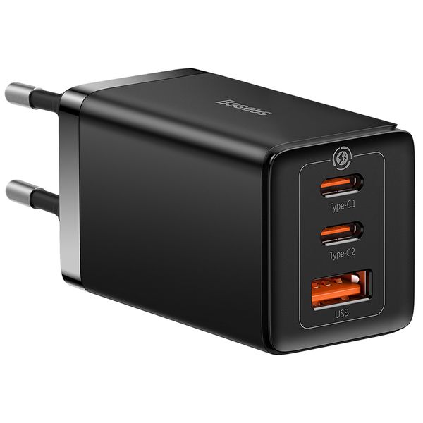 Wall Charger GaN5 Pro 65W USB + 2xUSB-C QC3.0 PD3.0 with USB-C 1m Cable, Black image 1